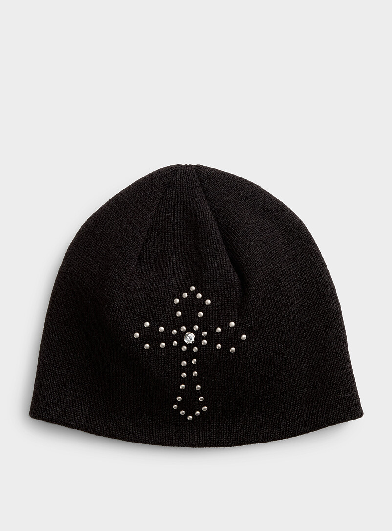 Studded Cross Cuffless Tuque Imported From Seoul