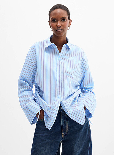 2NDDAY: La chemise &agrave; rayures fronces lat&eacute;rales Bleu p&acirc;le - Bleu ciel pour femme
