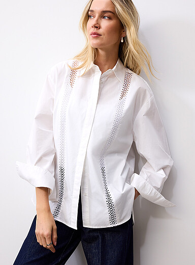 2NDDAY White Crocheted ribbons loose shirt for women