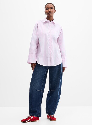 2NDDAY Pink Pastel stripes oversized shirt for women