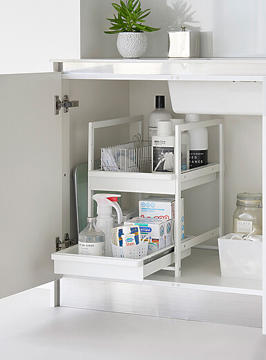 Le rangement pour cabinet tablettes coulissantes