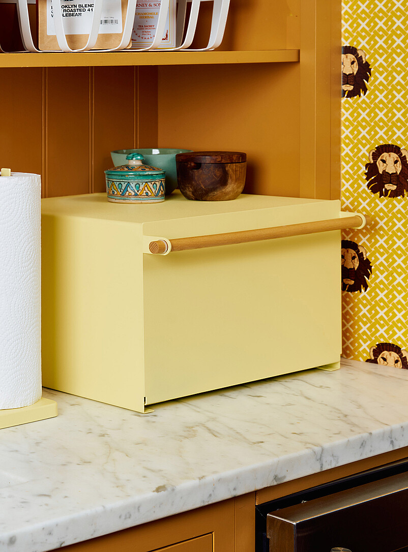 Steel and wood bread box product image (primary)