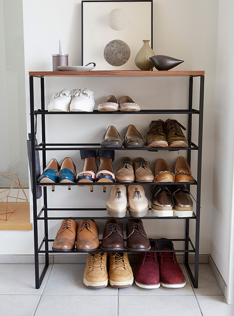 Wood and metal shoe rack product image 2