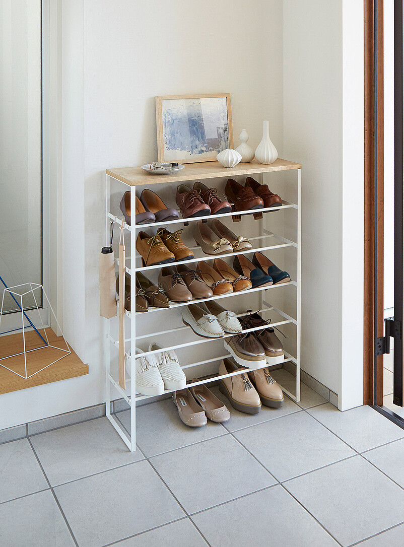 Wood And Metal Shoe Rack