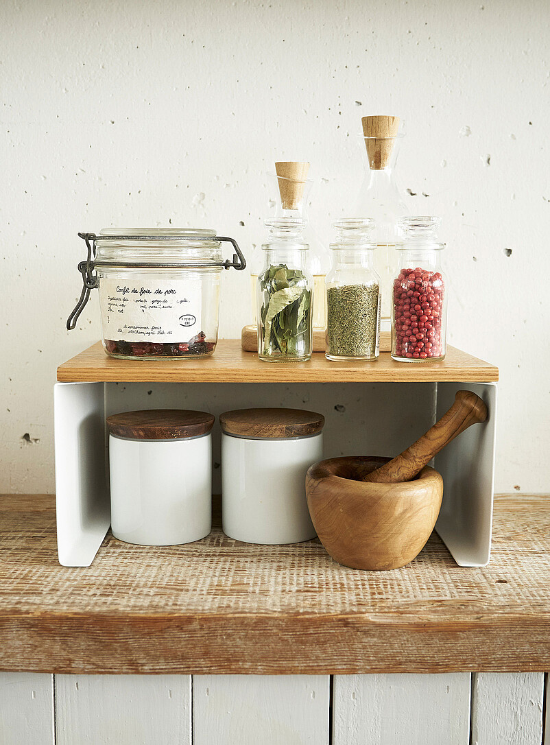 Stackable steel and wood shelf product image (primary)