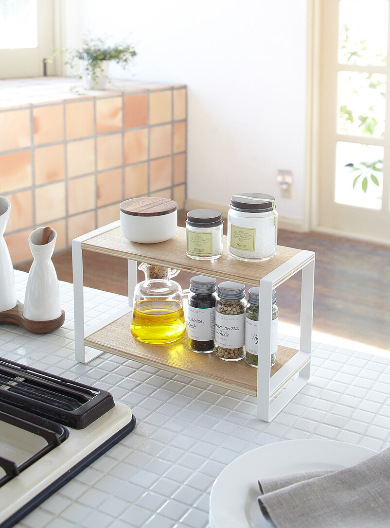 Double-shelf small steel and wood storage solution product image (primary)