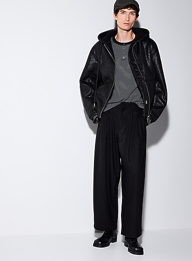 Flannel-feel pleated pant <b>Imported from Seoul</b>