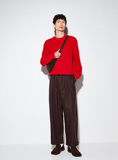 Le 31 Chocolate/Espresso Flannel-feel pleated pant <b>Imported from Seoul</b> for men