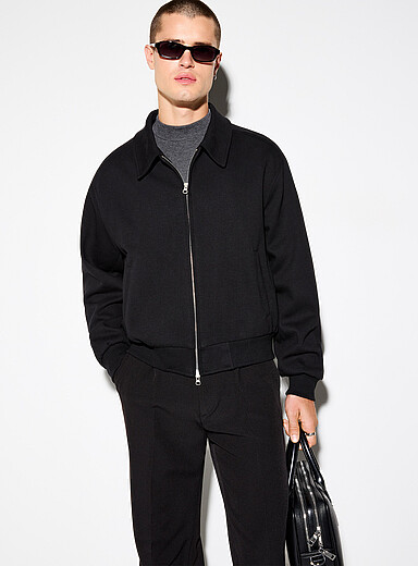 Le cardigan col polo jersey construit <b>Importation de S&eacute;oul</b>