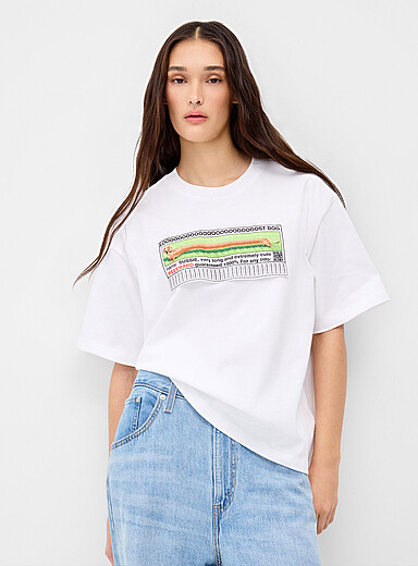 SSSTUFFF: Le t-shirt carr&eacute; chien perdu Blanc pour femme
