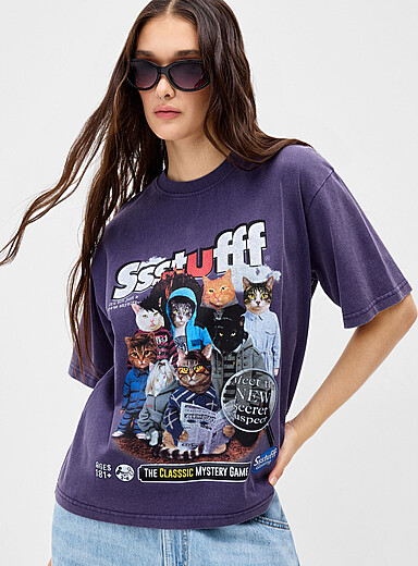 SSSTUFFF: Le t-shirt Mystery Cats Mauve pour femme