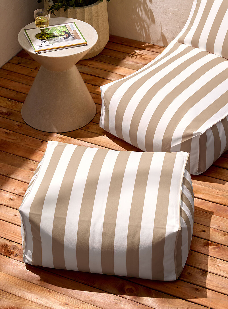 Santorini Striped Pouf Indoor And Outdoor