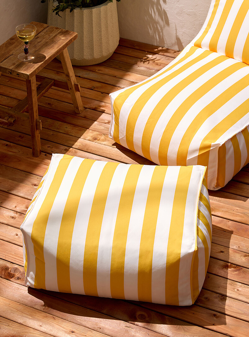 Santorini Striped Pouf Indoor And Outdoor