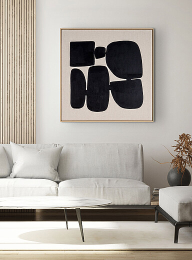 Simons Maison: La toile en lin Cairns II Blanc et noir