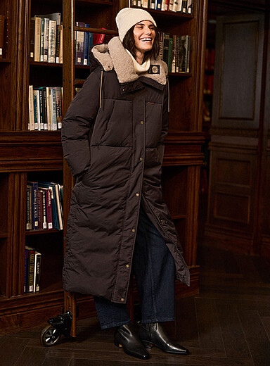 Kanuk Chocolate/Espresso Kamouraska long quilted coat for women