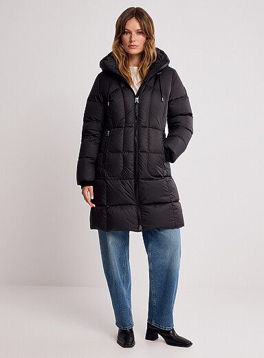 Kanuk: Le manteau matelass&eacute; mi-long mat Notting Hill Noir pour femme