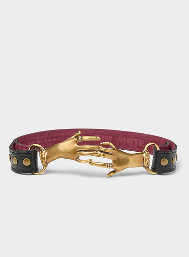 La ceinture cuir boucle en forme de mains