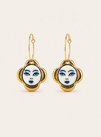 Les boucles d'oreilles en porcelaine Visage lunaire