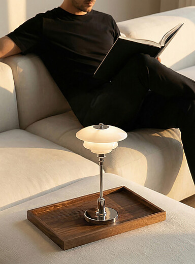 La lampe de table portable chrom&eacute;e PH 1/1 Int&eacute;rieur et ext&eacute;rieur