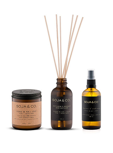 Le trio d'ambiance &Eacute;corce de pin + c&egrave;dre Ensemble de 3 produits