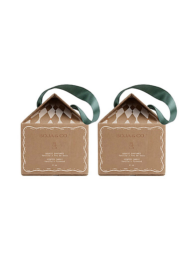 Vanilla + Wood Fire mini candle ornaments Set of 2 <b>Christmas Collection</b>