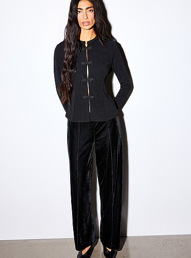 Ic&ocirc;ne Black Frog button fitted shirt for women
