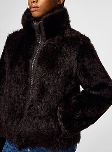 HiSO Chocolate/Espresso Hope shearling reversible leather coat for women