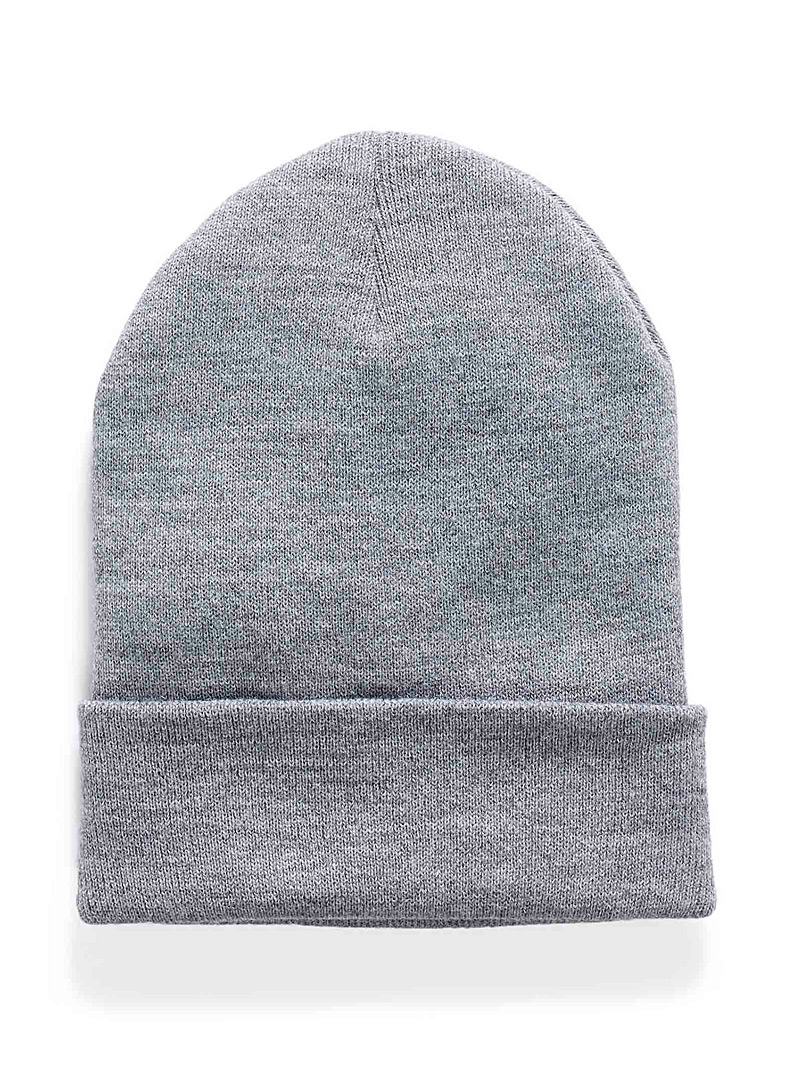 Le 31 Light Grey Cuffed rib-knit tuque for men