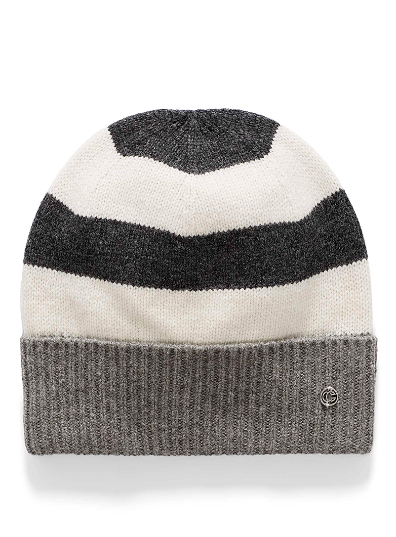 Chaos Patterned Brown Block stripe knit tuque for women