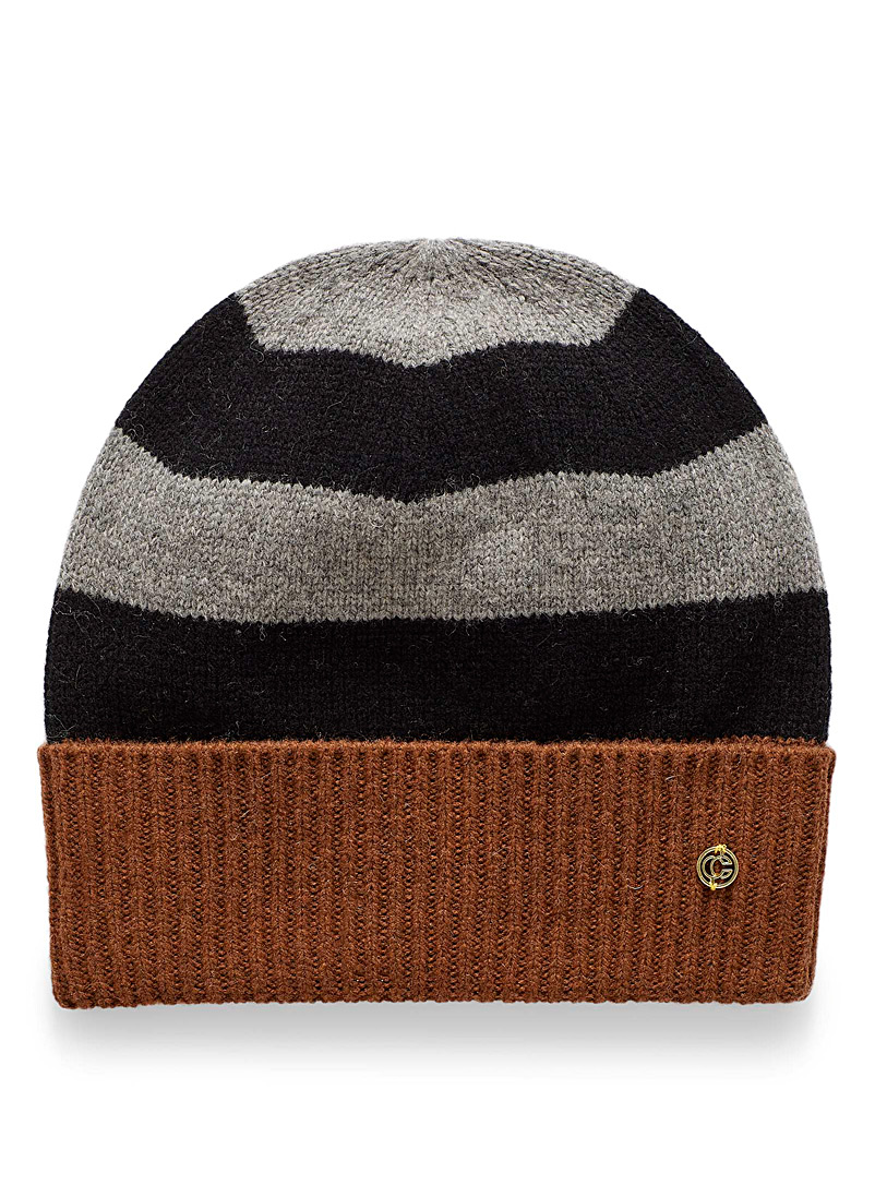 Chaos Patterned Brown Block stripe knit tuque for women