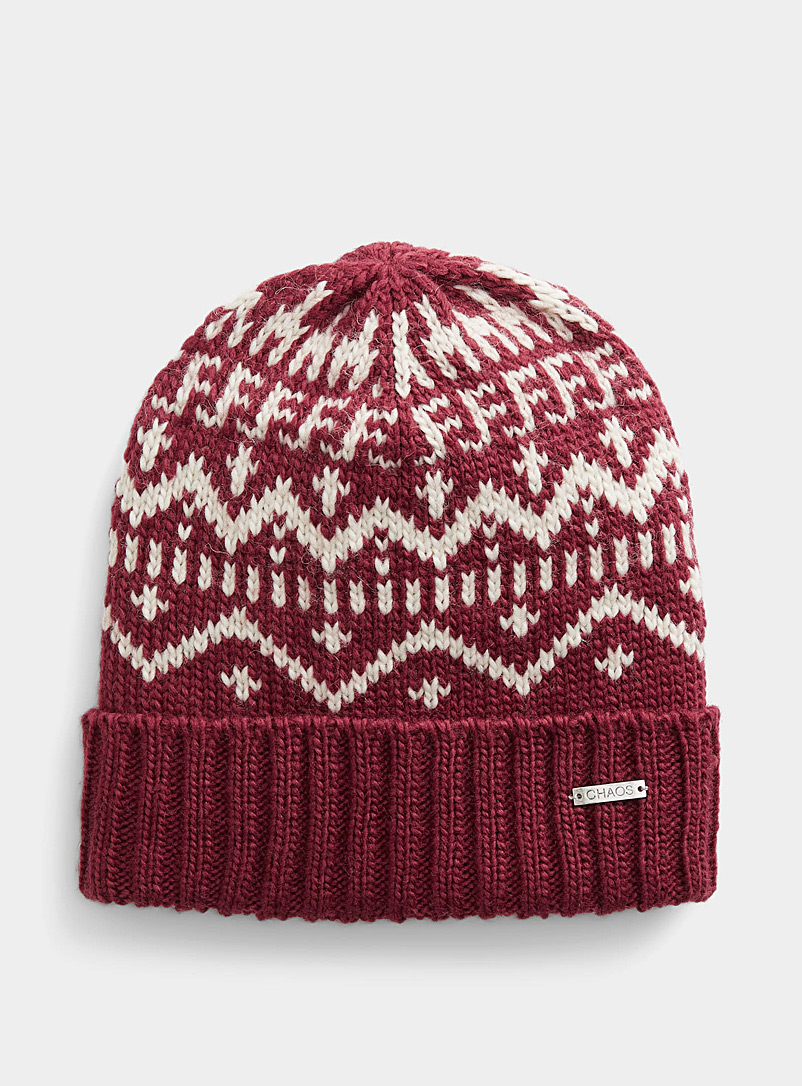 Chaos Patterned Red Fair Isle Bedford tuque for men