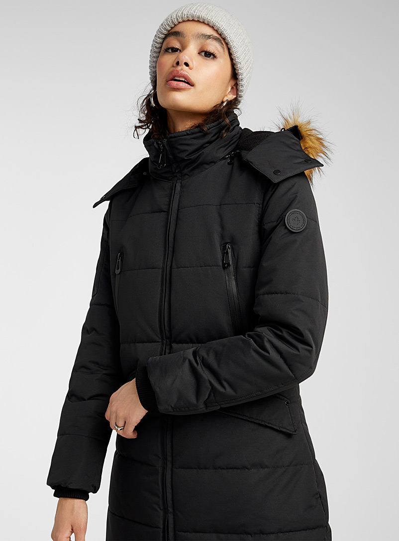 Noize Black Addie quilted parka for women