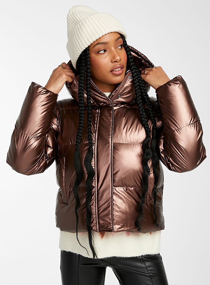 Noize Copper Coco metallic puffer jacket for women