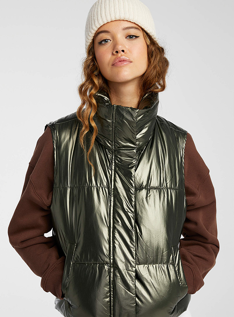 Noize: La veste bouffante fini métallique Vert pour femme