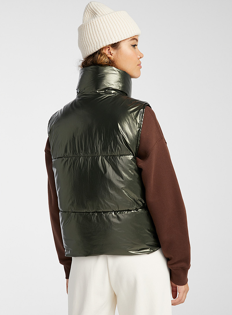 Noize: La veste bouffante fini métallique Vert pour femme