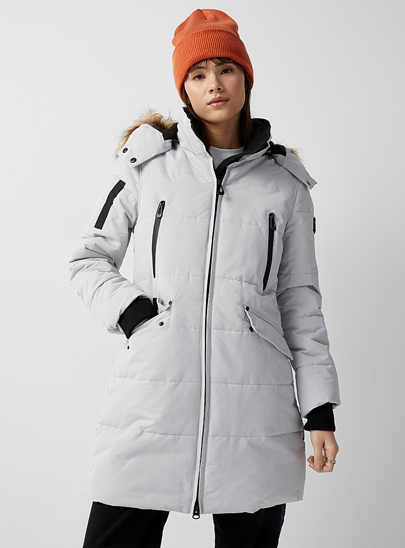 Noize Ivory White Addie quilted parka for women
