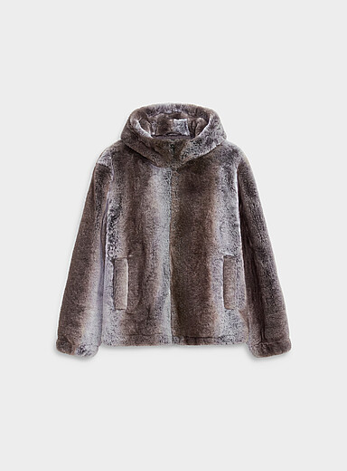 Djab: La veste capuchon fausse fourrure Gris pour homme
