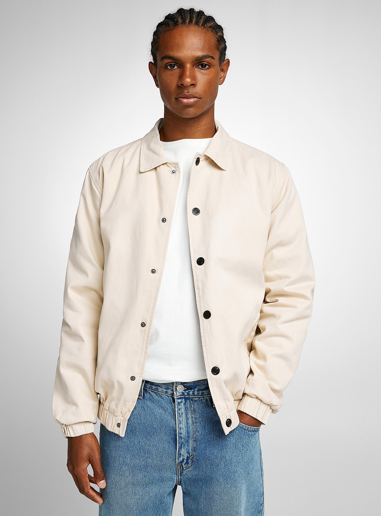 Noize Quilted-lining Twill Jacket In Ivory/cream Beige