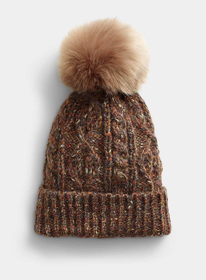 Kyikyi Patterned Brown Heathered knit tuque for women