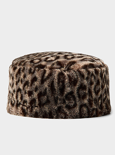 Le chapeau tambourin fausse fourrure l&eacute;opard