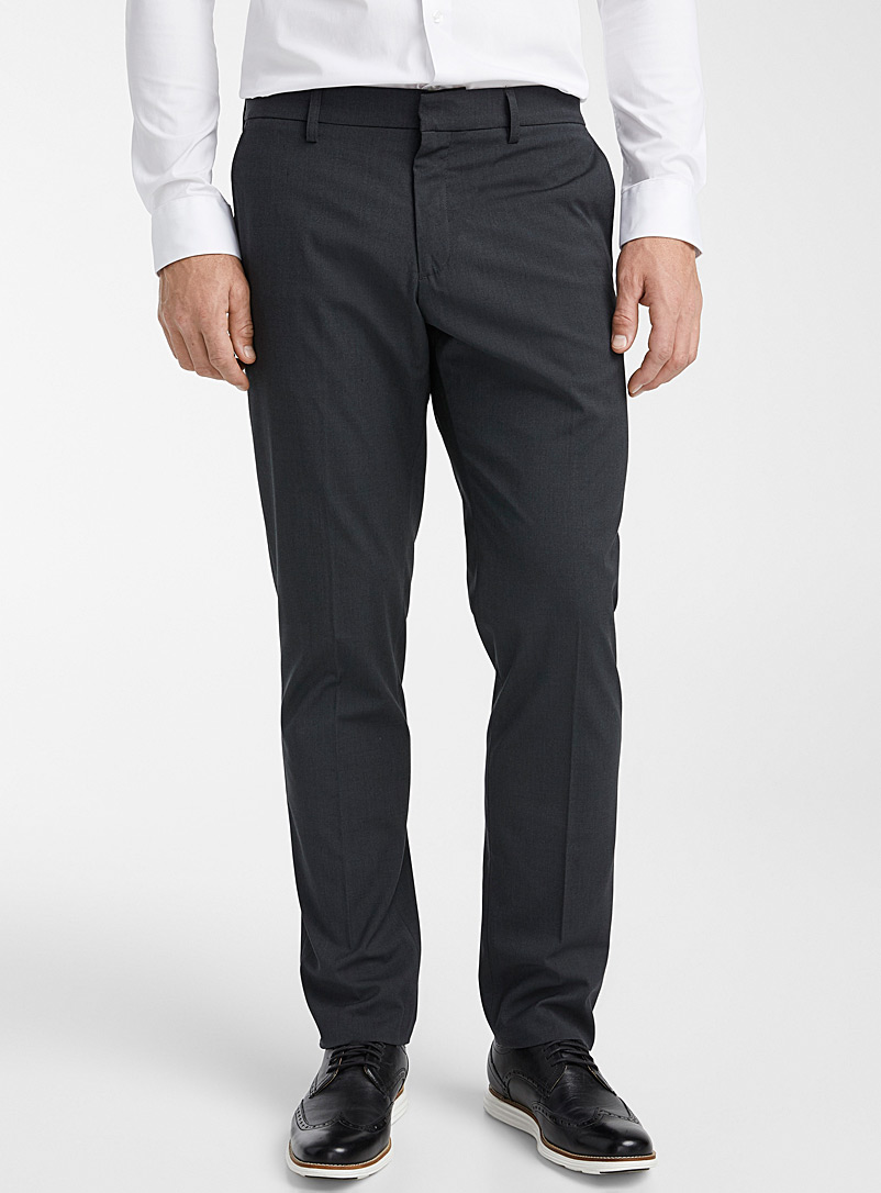 Le 31 Charcoal Solid stretch pant London fit - Slim straight for men
