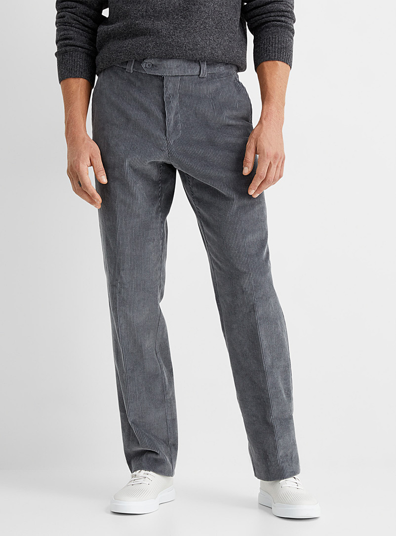 Le 31 Grey Stretch corduroy pant Straight, slim fit for men
