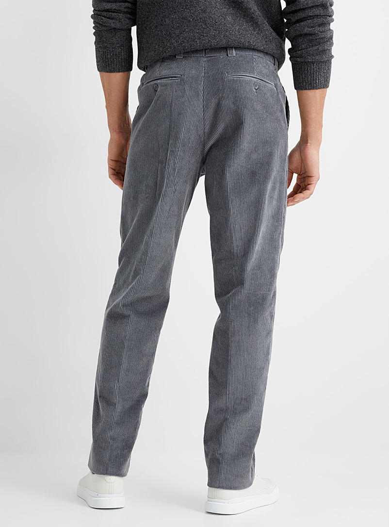 Le 31 Grey Stretch corduroy pant Straight, slim fit for men