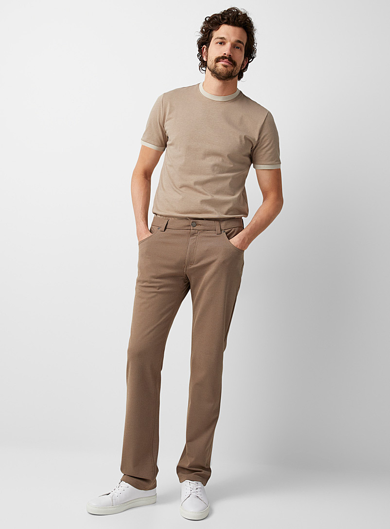 Bertini: Le pantalon tricot 5 poches Coupe étroite Tan beige fauve pour homme