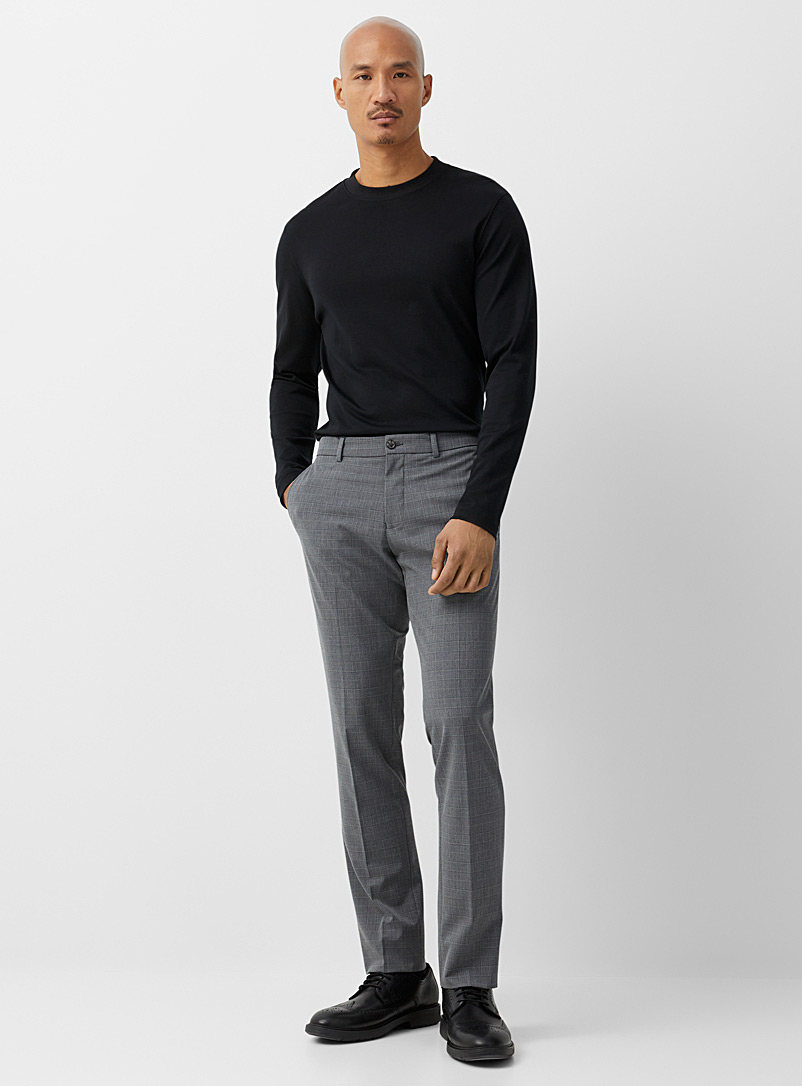 Bertini Patterned Grey Ash-grey check pant Slim fit for men