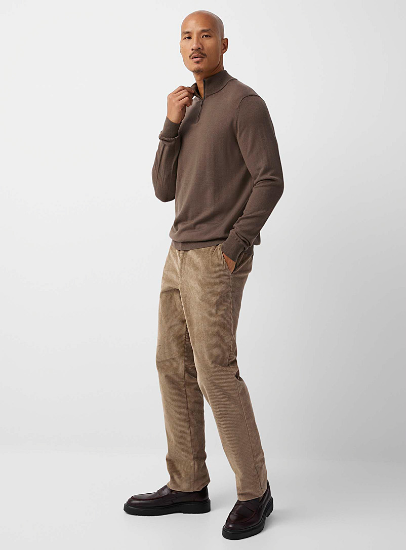 Le 31 Light Brown Wide-wale corduroy pant Straight fit for men