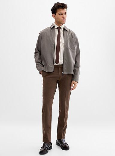Bertini Brown Lightweight twill washable pant <b>Slim fit</b> for men