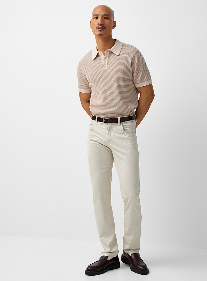 Bertini Off White Sand-textured stretch pant for men