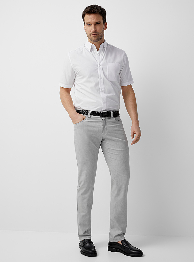 Bertini: Le pantalon extensible gris chiné Gris pour homme