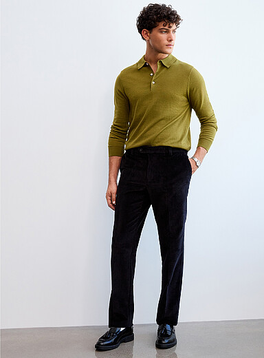 Elastic-waist corduroy pant <b>Straight fit</b>